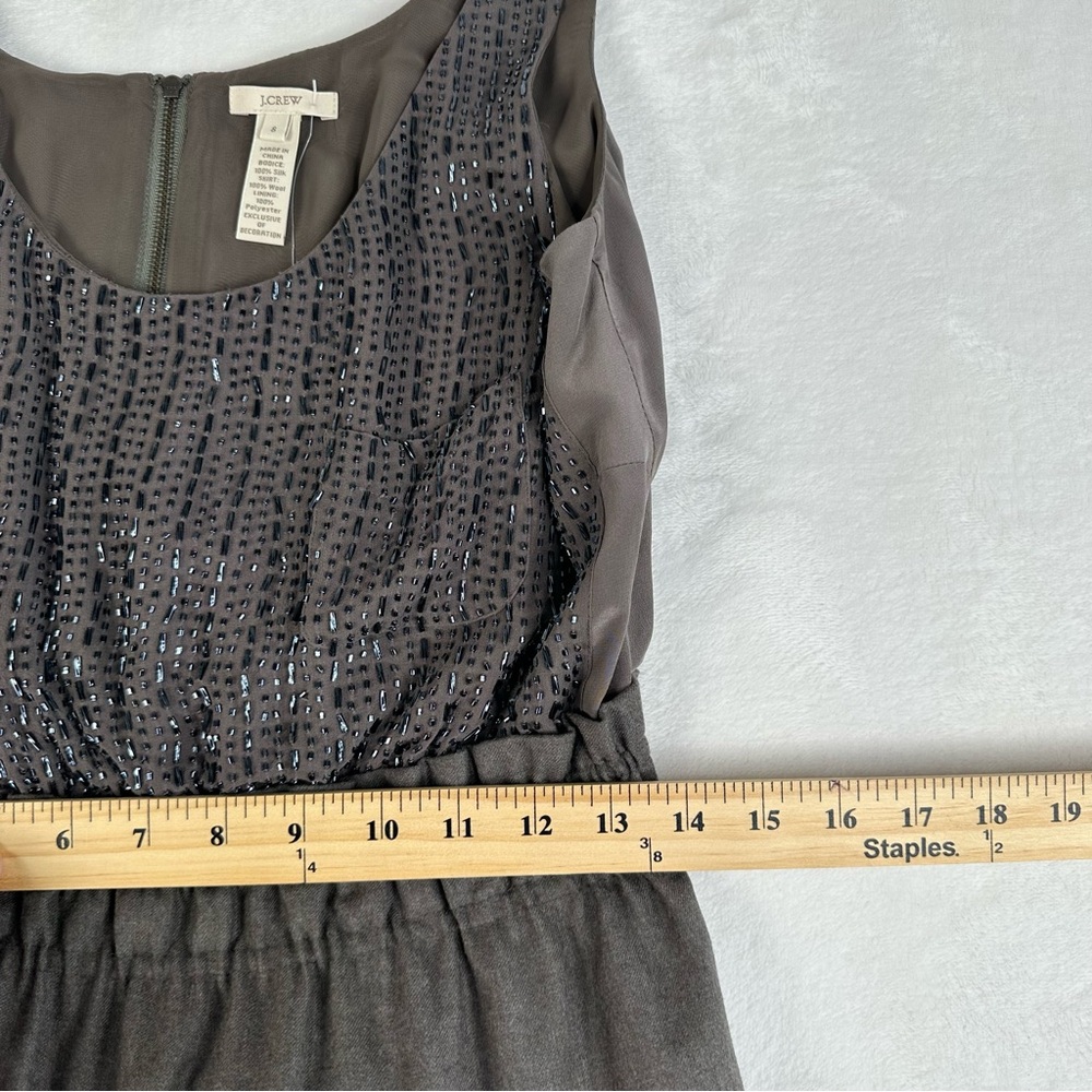 J Crew "Aurelia" Beaded Silk Couplet Sleeveless Cocktail Dress Gray Size 8 NEW - Picture 5 of 10
